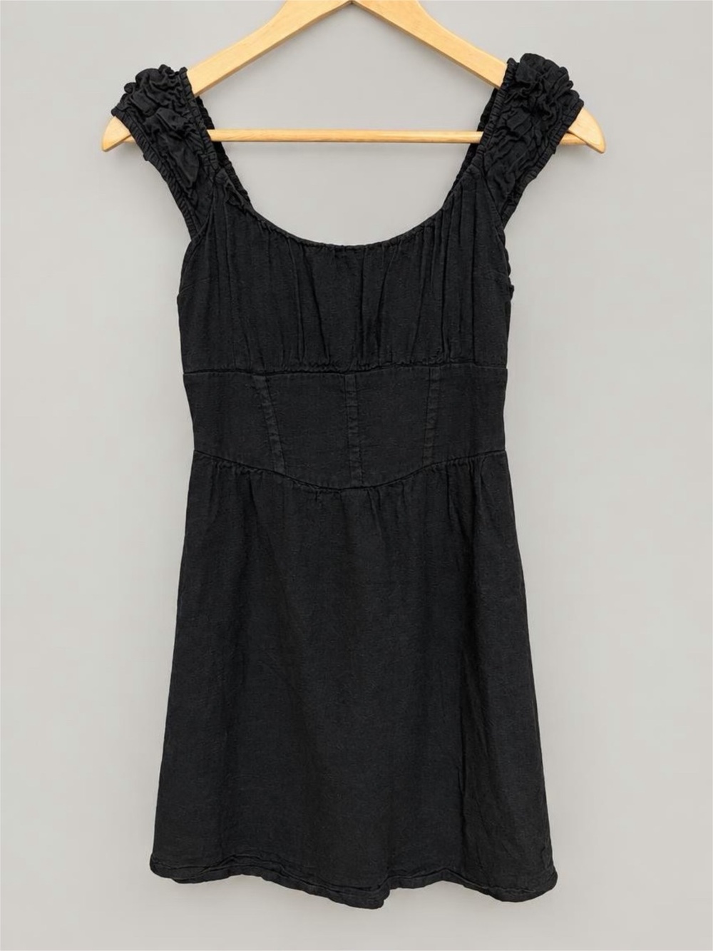 Hollister Black Square-Neck Mini Dress with Ruched Straps